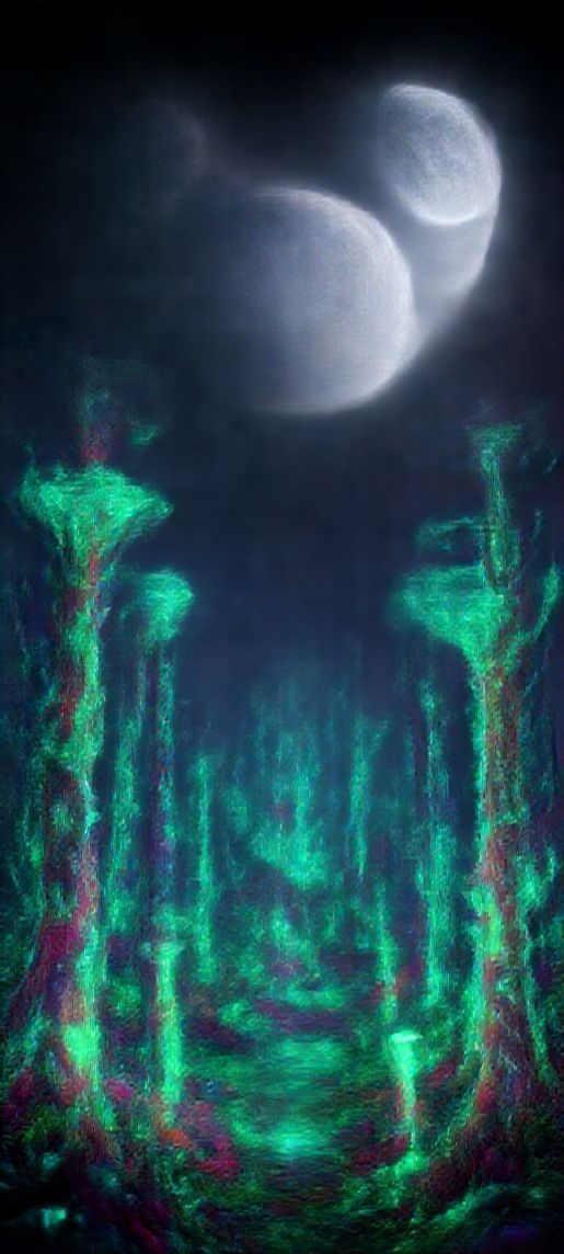 Space Mystic Bioluminescent Alien Forest Wallpaper