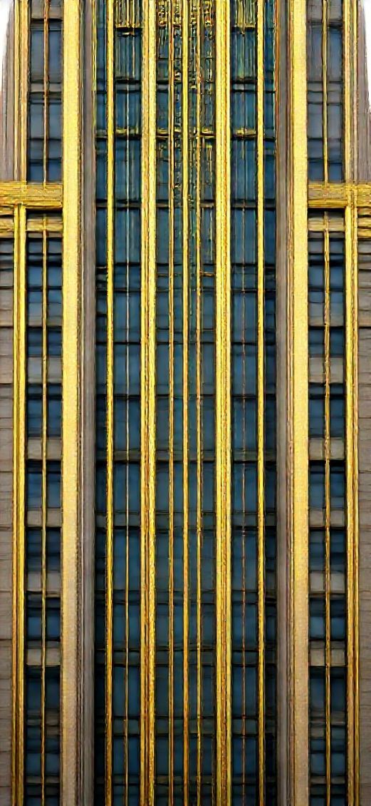 Art Deco Building Facade Geometric Golden Photorealistic Version Wallpaper