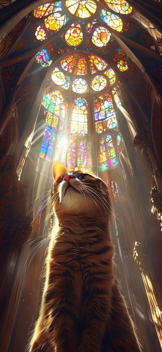 Photorealistic Brilliant Ceiling Stained Glass Wallpaper