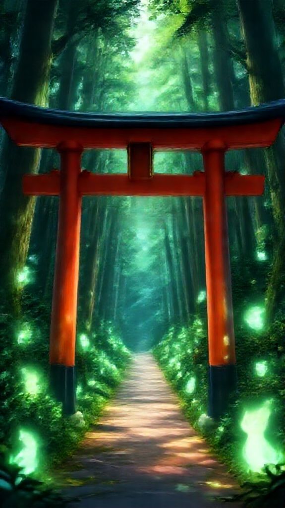 Sonic Spirit Glowing Torii Path Anime Wallpaper