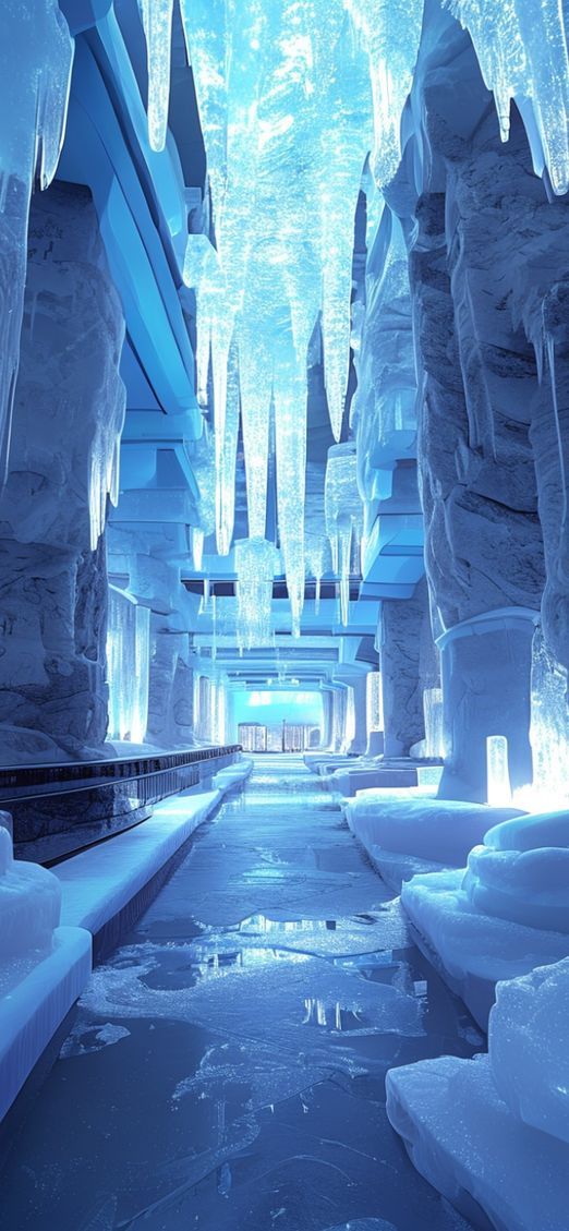 Frozen Sculptures Blue Light Aesthetic Prime Wallpaper