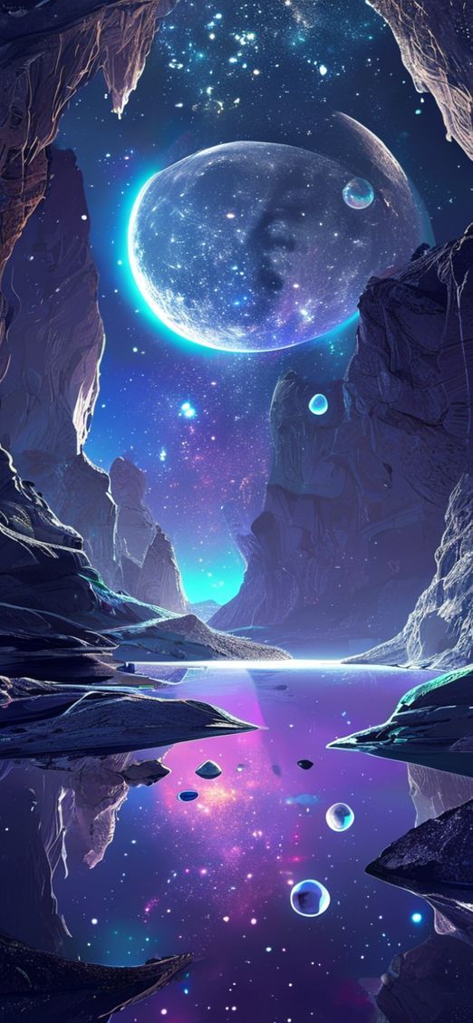 Crystal Caves On Alien Moon Digital art Wallpaper