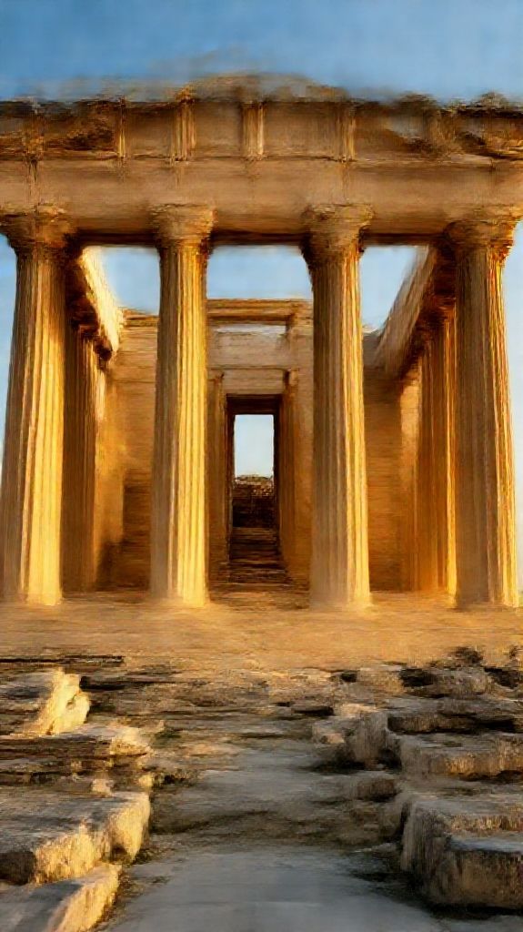 Vintage Temple Ruins Golden Hour Columns Wallpaper