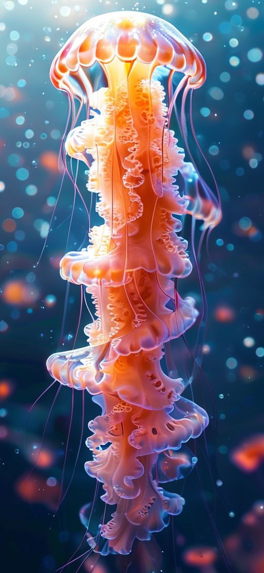 Vibrant Glowing Pulsing Jellyfish Of Photorealistic Wallpaper