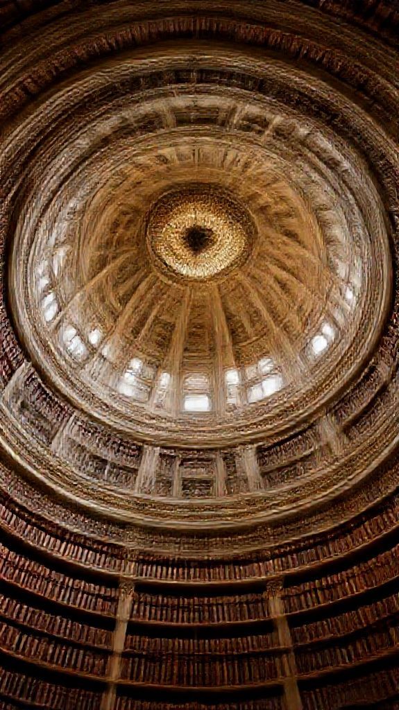 Abstract Vintage Library Spiral Dome Wallpaper