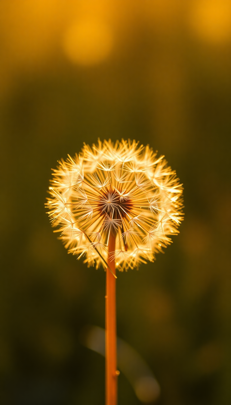 Soft Golden In Floating Seeds Aesthetic Wallpaper