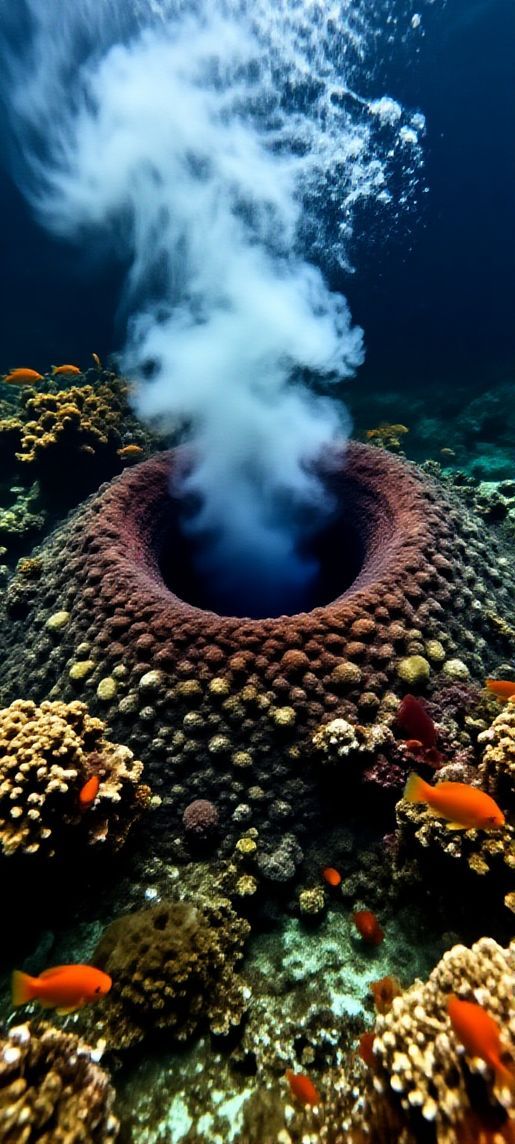 Photorealistic Gorgeous Volcano Vents Smoke Wallpaper