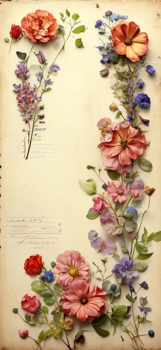 Flowers Journal Vintage Botanical Aesthetic Remix Wallpaper