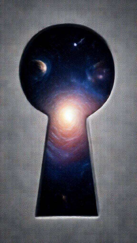 Keyhole View Showing Universe Stars Planets Digital art Edition Wallpaper
