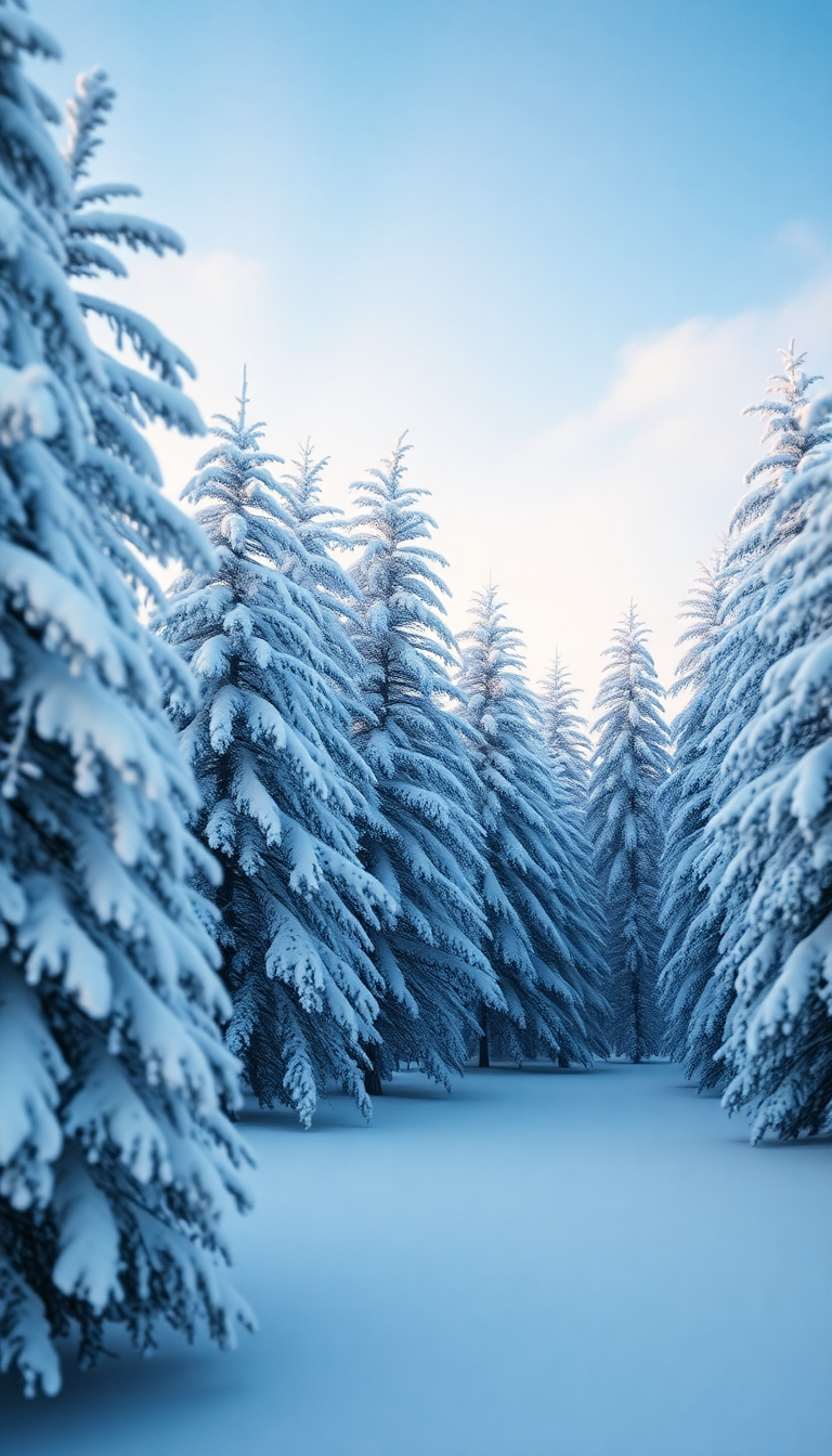 Magnificent Snow Wind Trees Bending Photorealistic Wallpaper