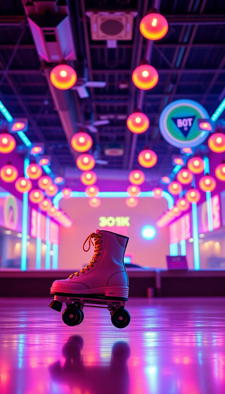 Photorealistic Gorgeous Skating Rink 80s Wallpaper
