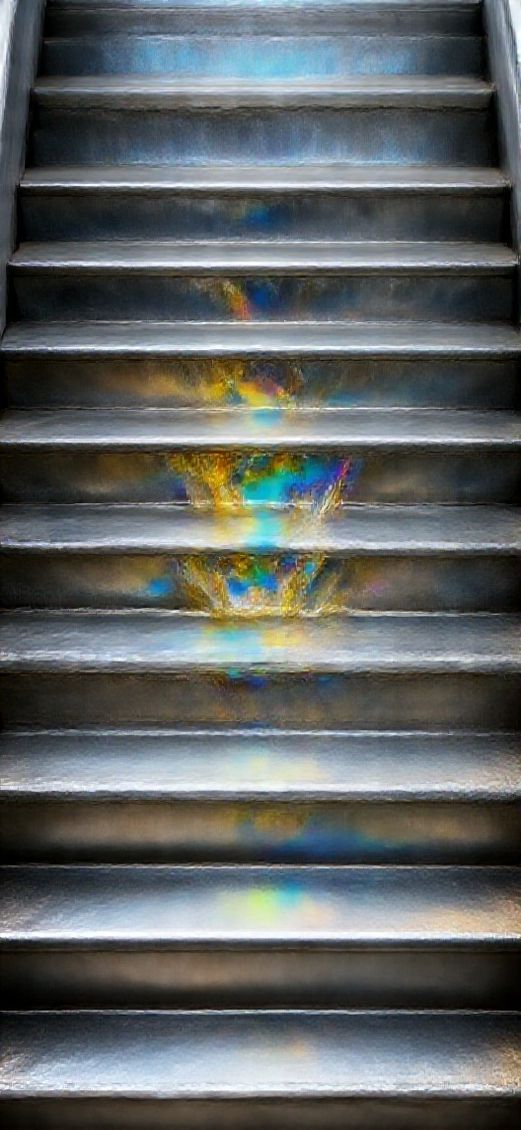 Enchanting Formation Rainbow Metallic Stairs Wallpaper