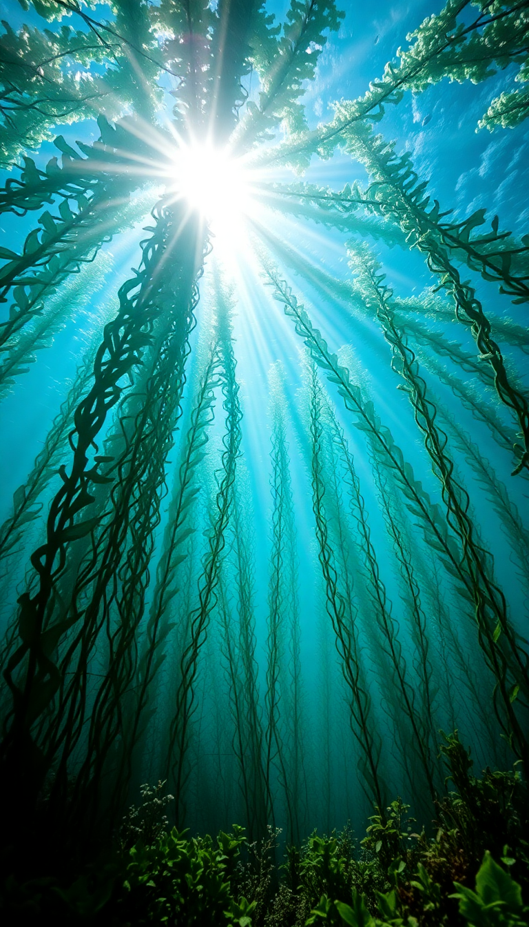 Abstract Rays Sun Forest Kelp Photorealistic Wallpaper