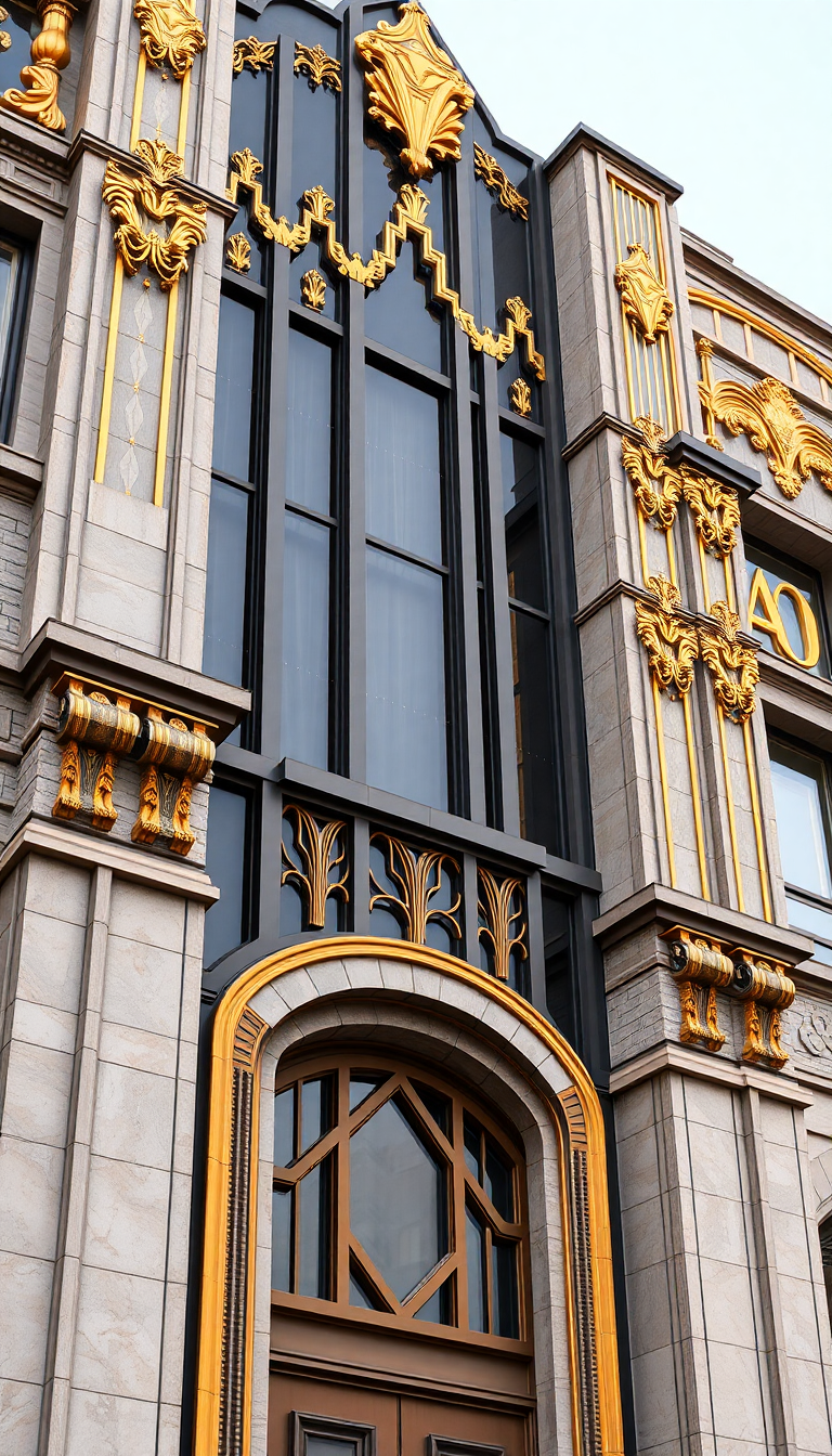 Zen Building Facade Geometric Golden Details Wallpaper