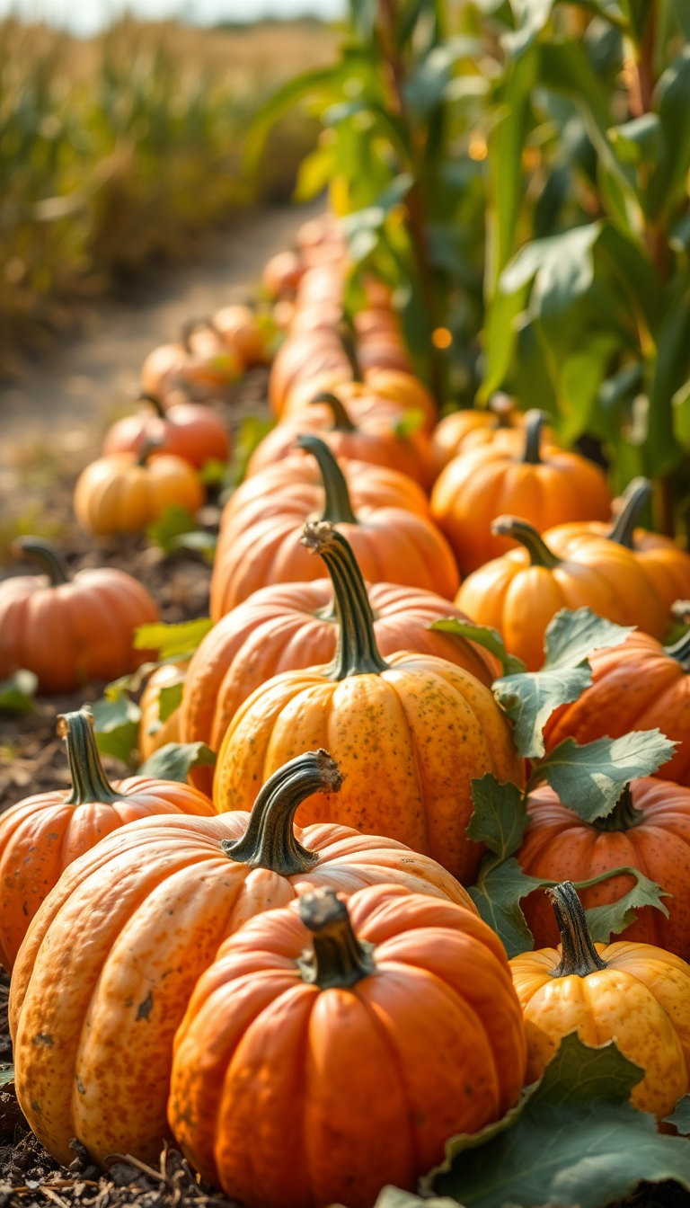 Mesmerizing Autumn Pumpkins Farm Photorealistic Wallpaper