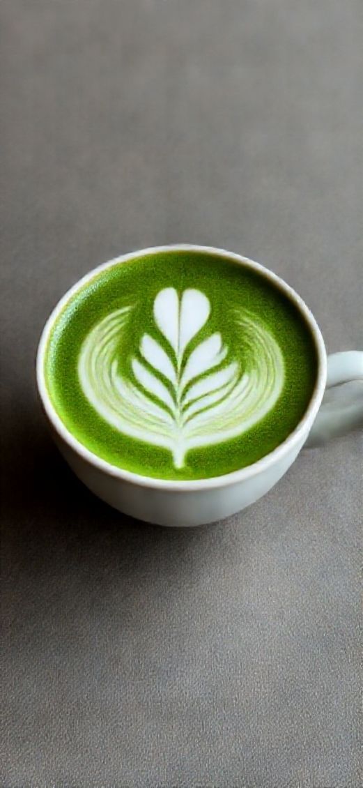 Deep Matcha Latte Art Leaf Pattern Wallpaper