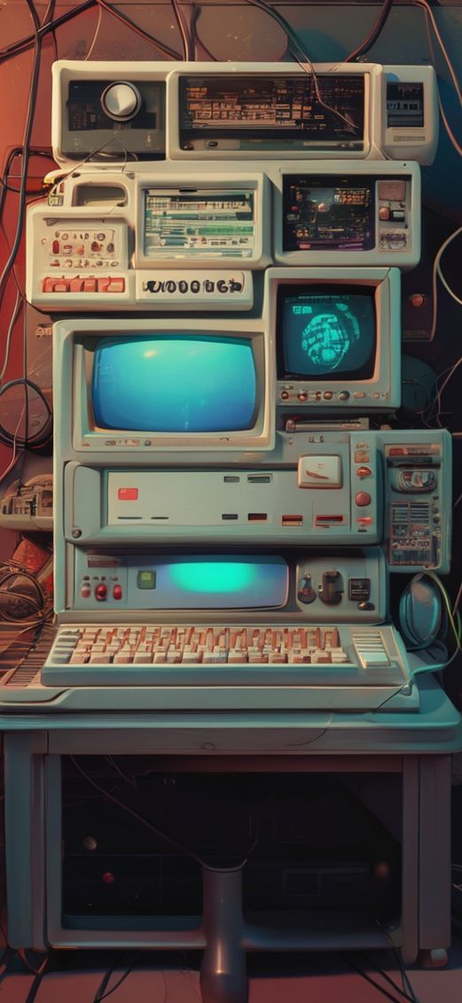 Dramatic Retro Setup Aesthetic Photorealistic Wallpaper