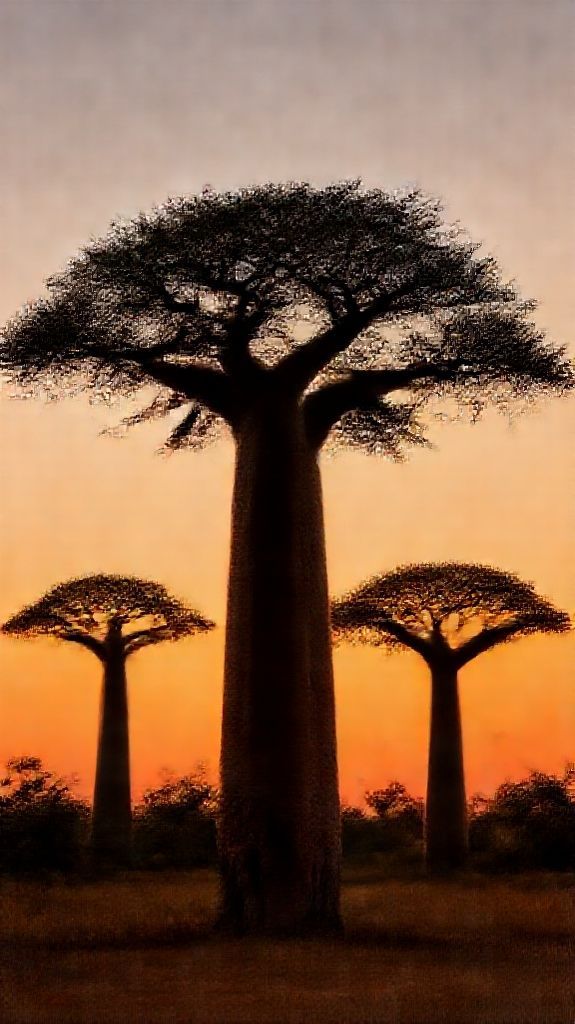 Neon Trees Silhouette African Sunset Photorealistic Wallpaper