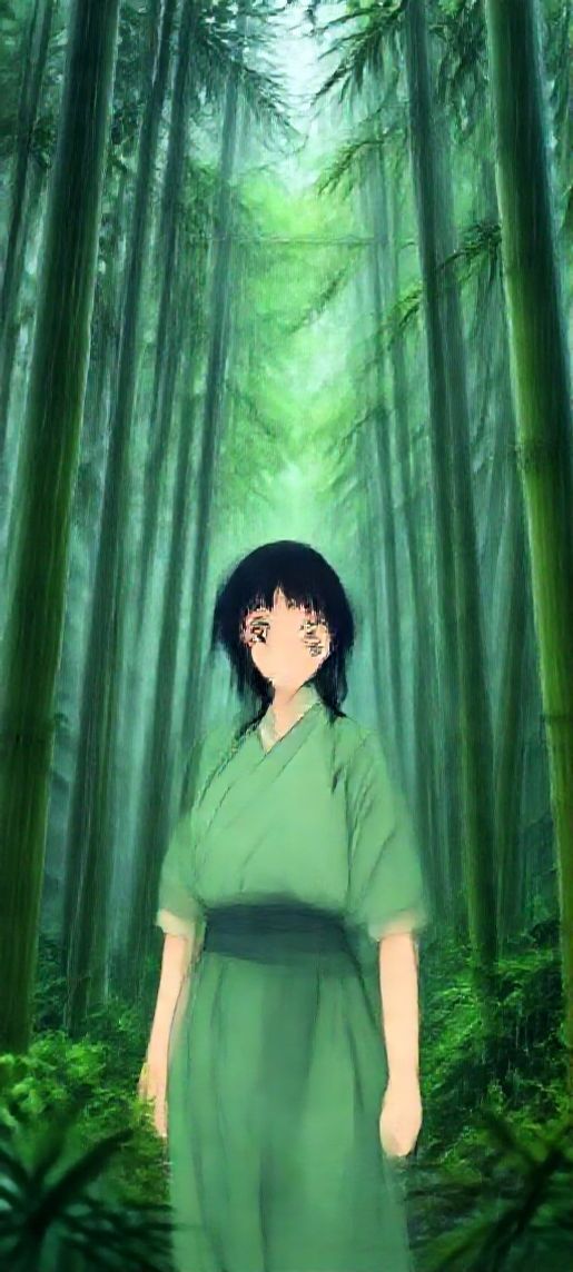 Glowing Bamboo Rain Peaceful Anime Wallpaper