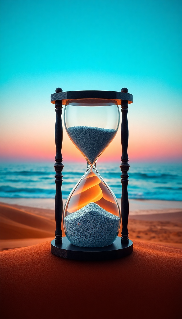 Smooth Hourglass Ocean Desert Digital art Wallpaper
