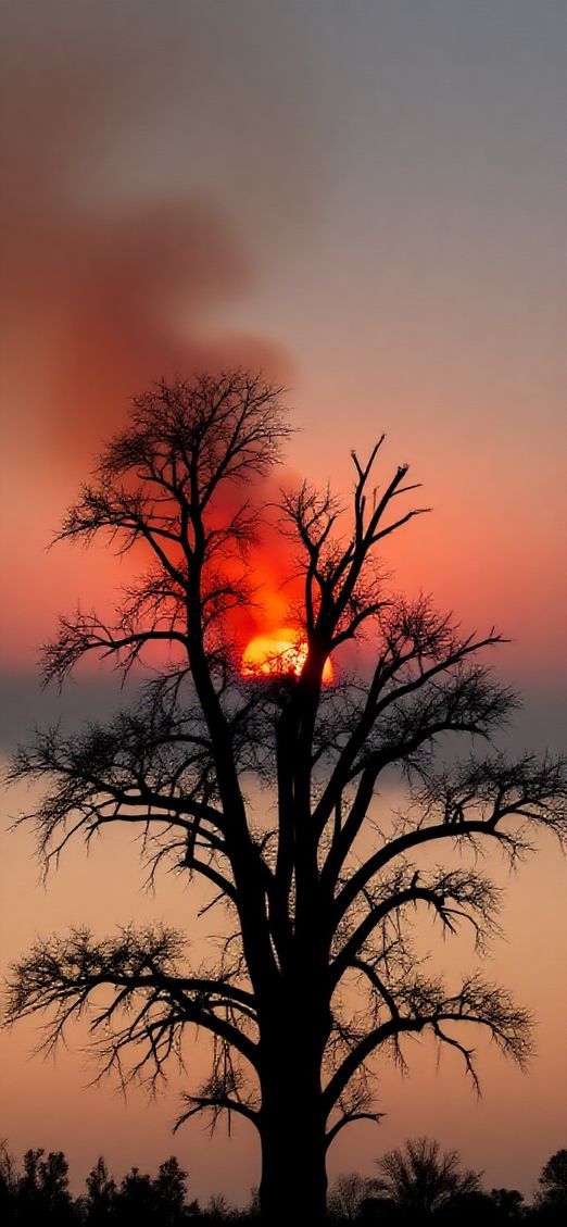Baroque Warm Sunset After Wildfire Wallpaper