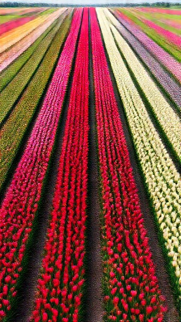 Tulip Field Rows Silver Standard Wallpaper