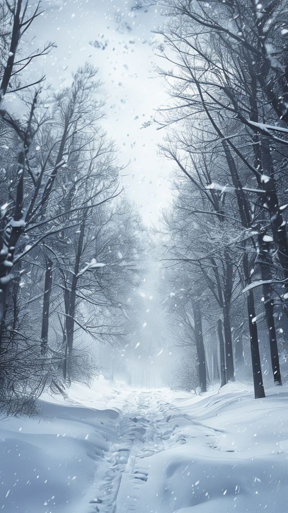 Blizzard Snow Wind Trees Bending Dramatic Photorealistic Deluxe Wallpaper
