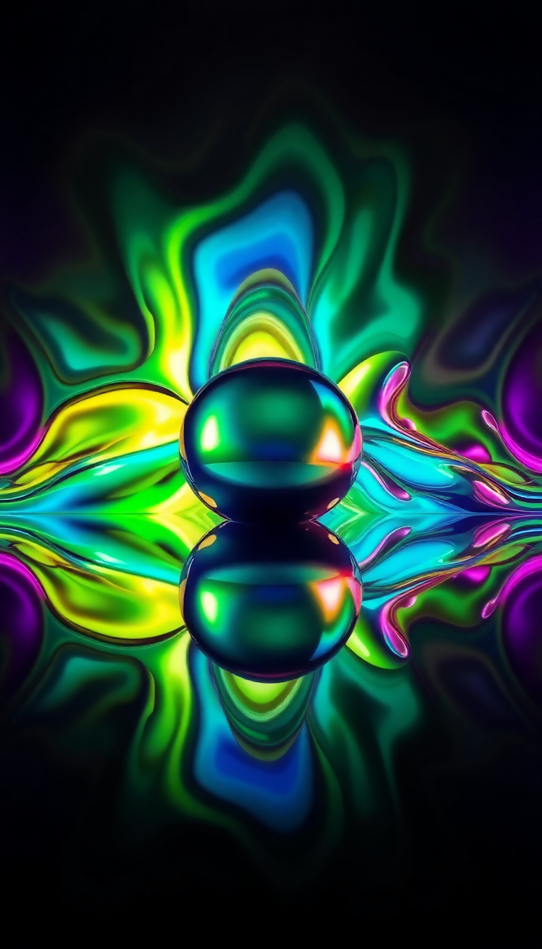 Liquid Chrome Morphing Shapes Reflective Surface Digital art Mini Wallpaper