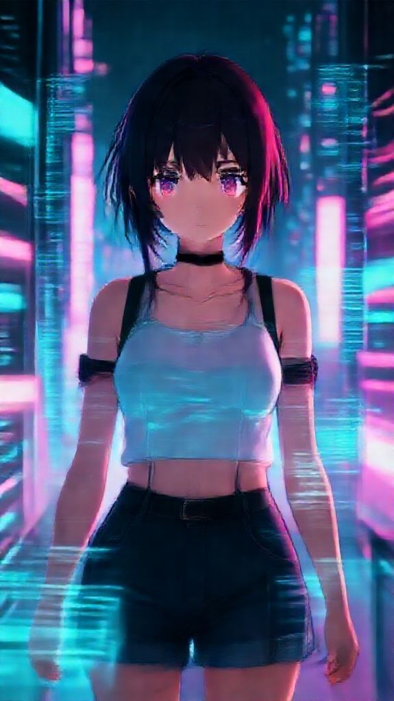 Anime Soft Anime Girl Neon Wallpaper