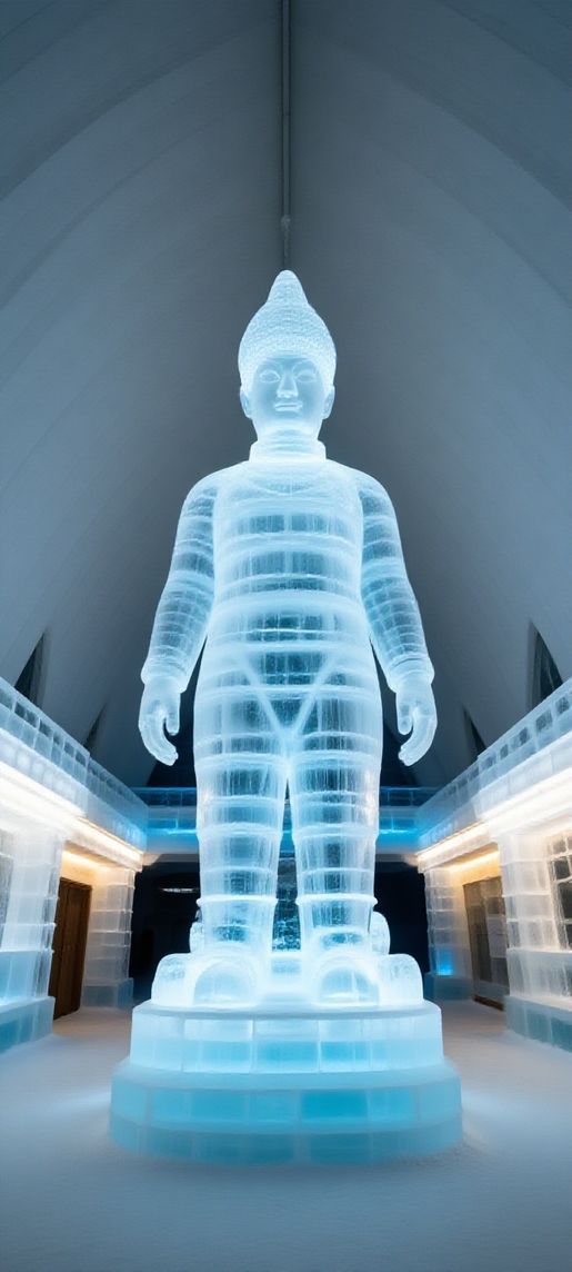 Crisp Sculptures Frozen Interior Hotel Photorealistic Wallpaper