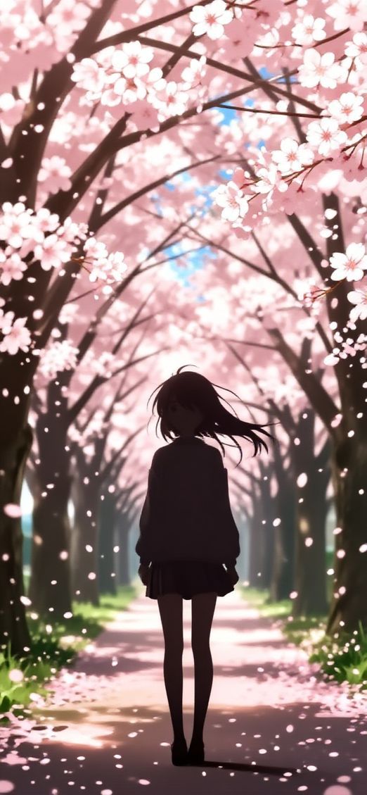 Western Anime Falling Petals Blossom Anime Wallpaper