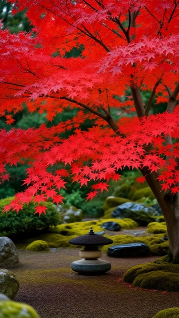 Opulent Red Autumn Tree Maple Aesthetic Wallpaper