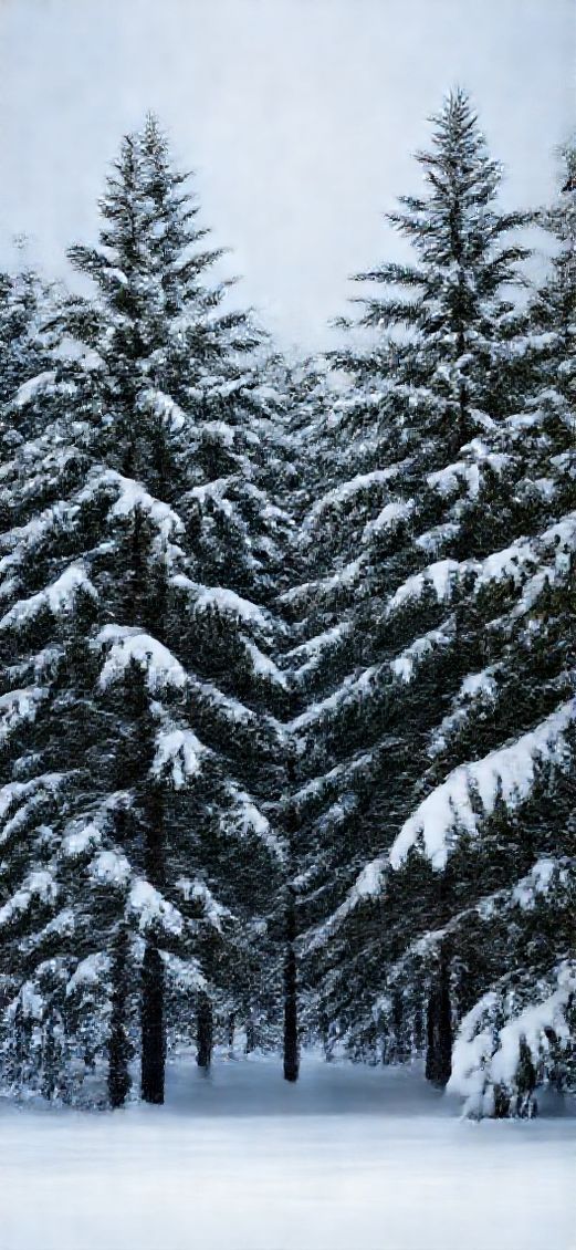 Gothic Trees Pine Snow First Photorealistic Wallpaper