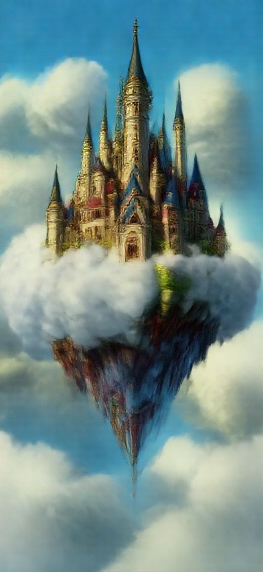 Fiery Castle Floating Style Ghibli Anime Wallpaper