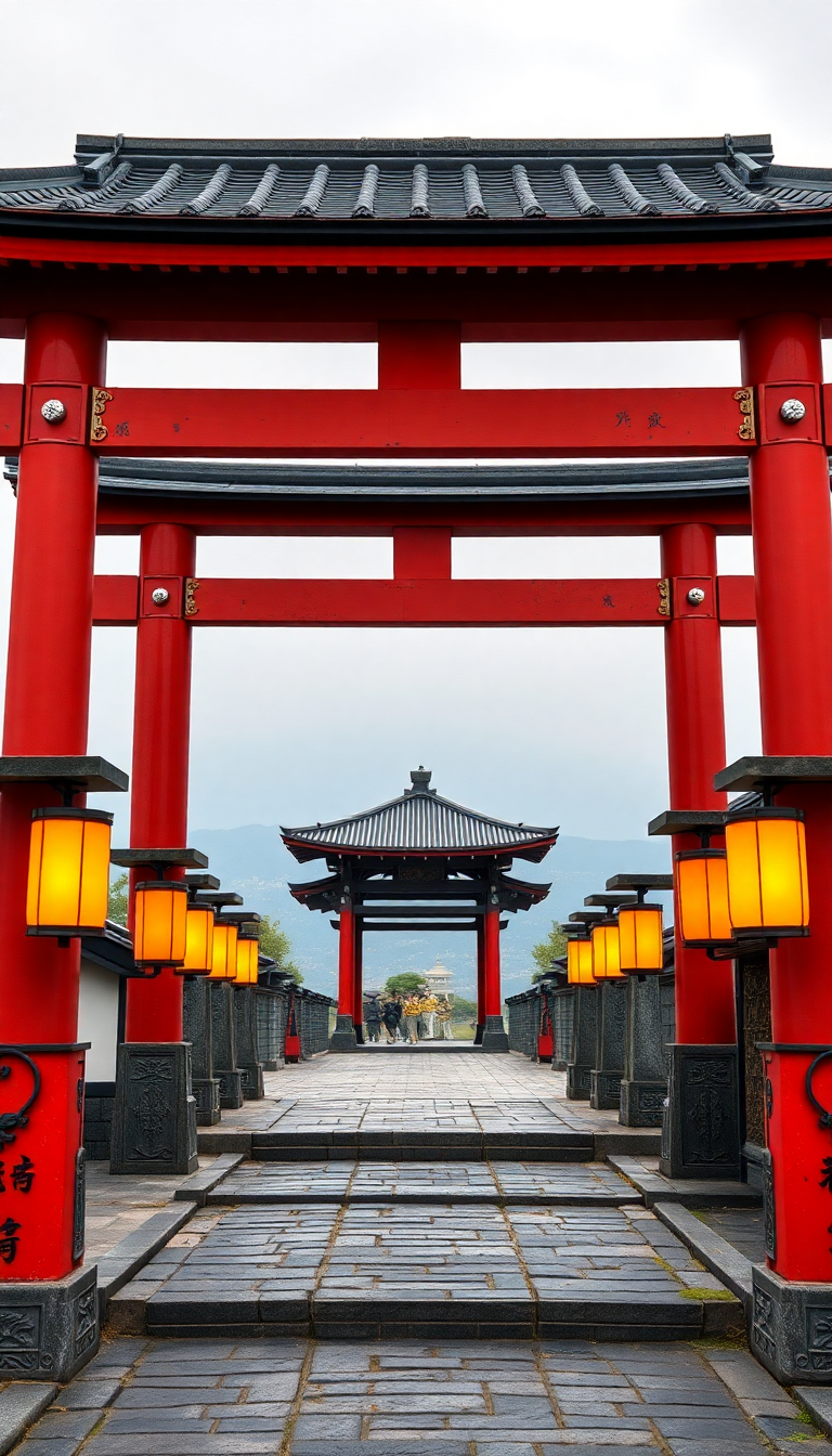 Rich Solar Japanese Temple Gate Wallpaper