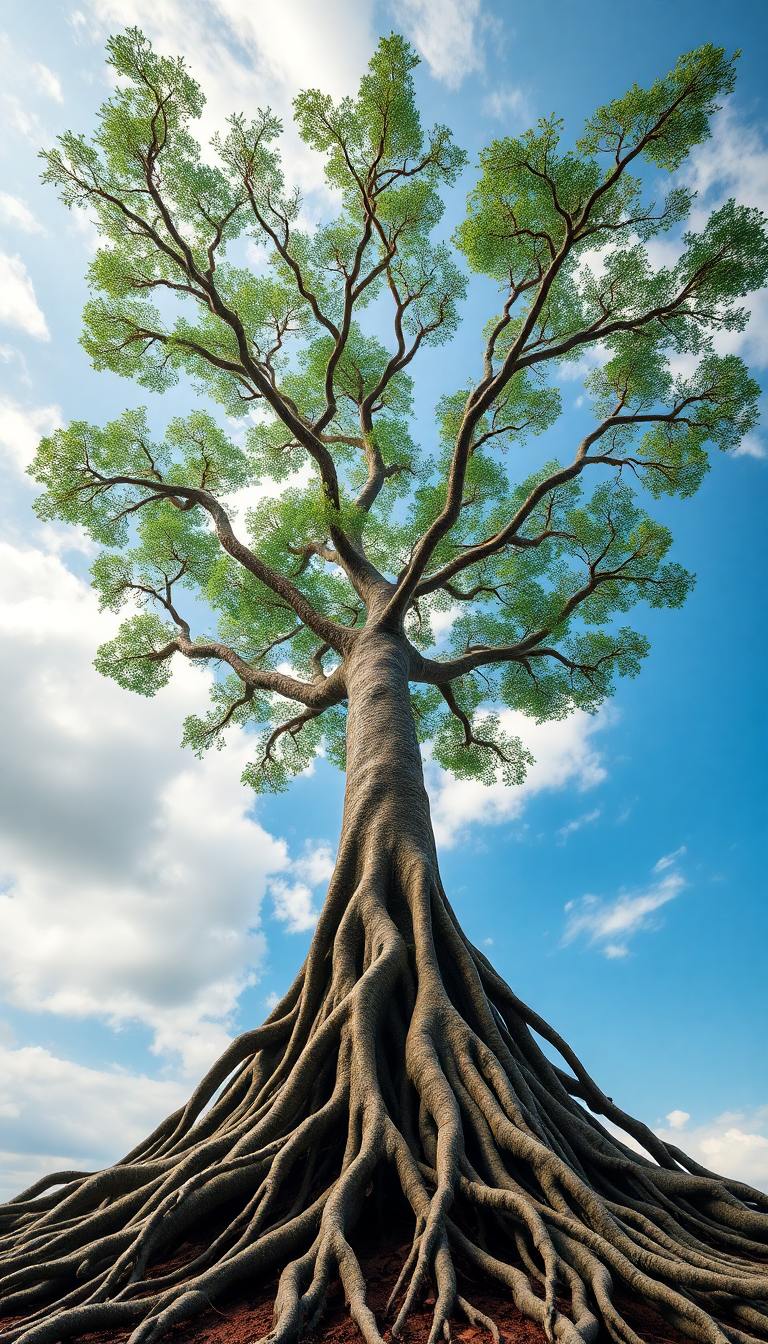 Tree Growing Upside Down Roots Digital art Wallpaper