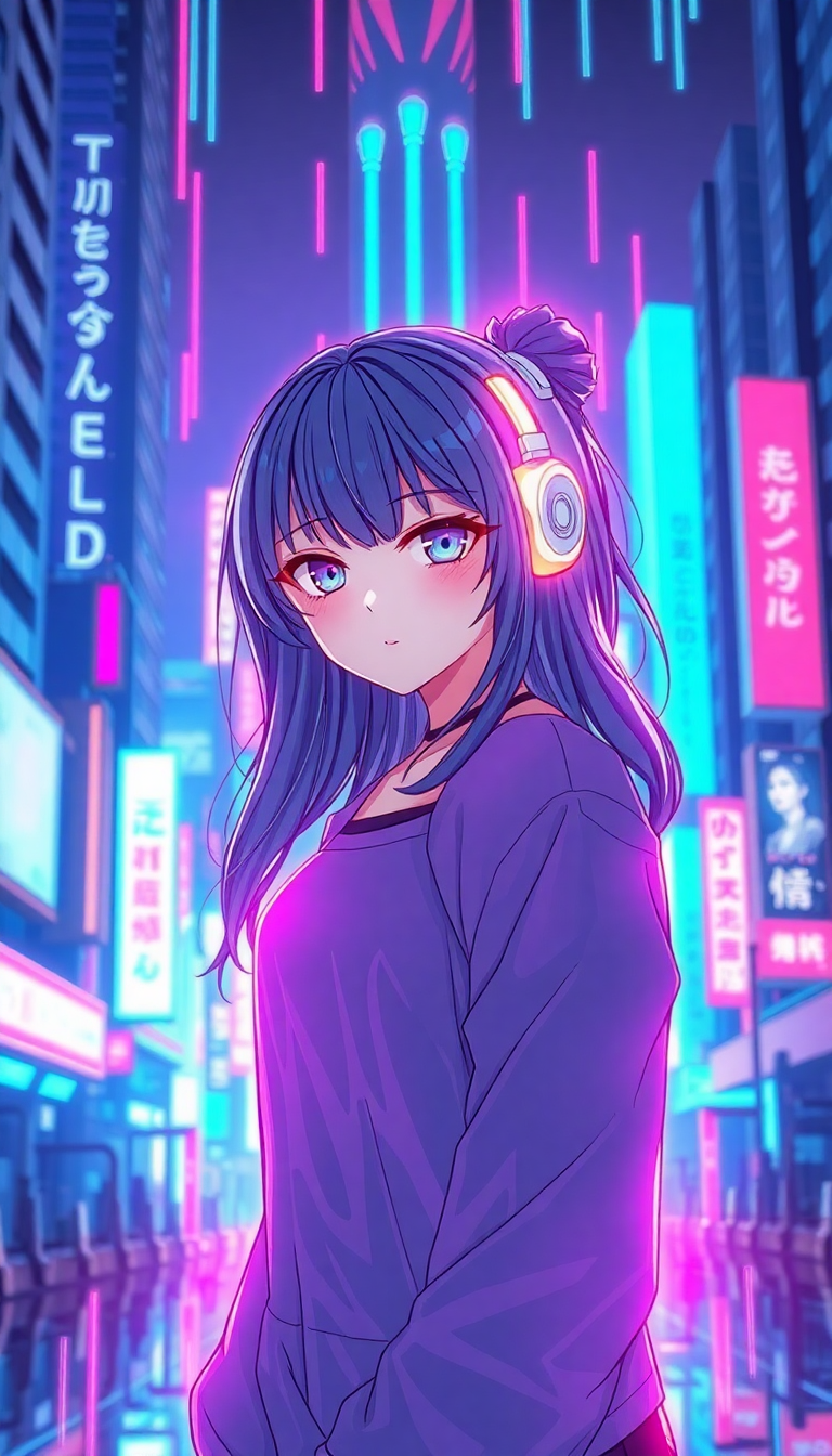 Cyberpunk Anime Girl Neon City Anime Wallpaper