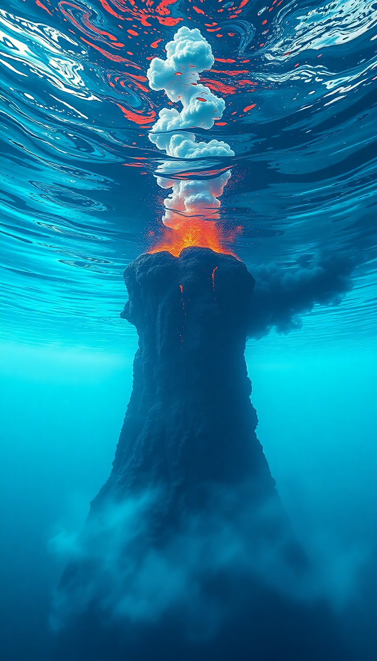 Underwater Volcano Vents Smoke Sea Photorealistic Wallpaper