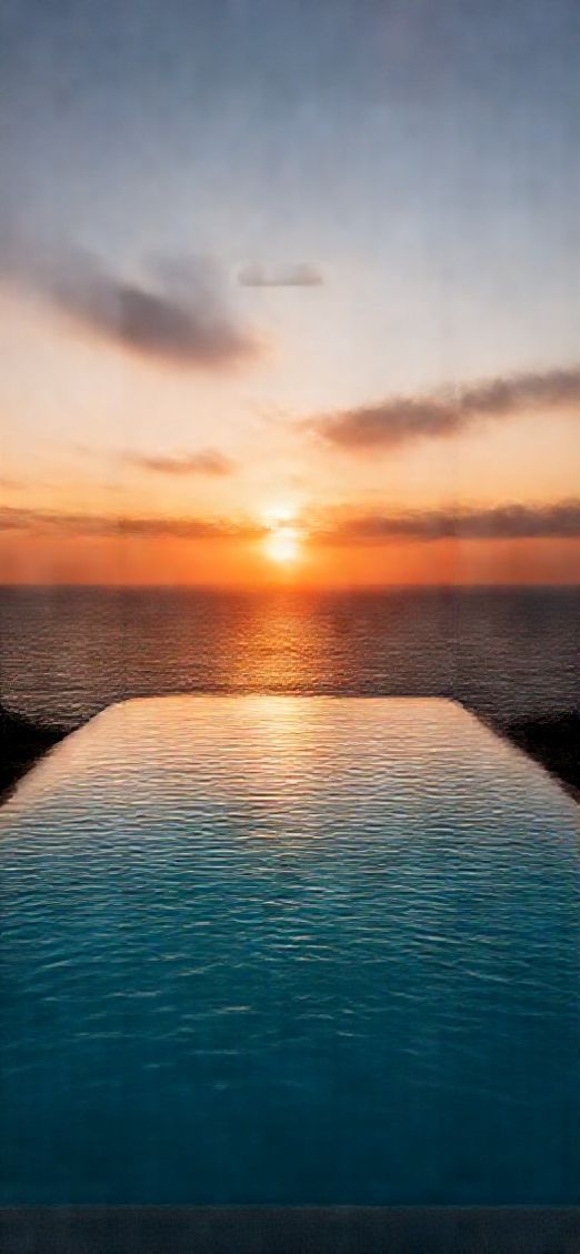Infinity Pool Edge Overlooking Ocean Photorealistic Wallpaper
