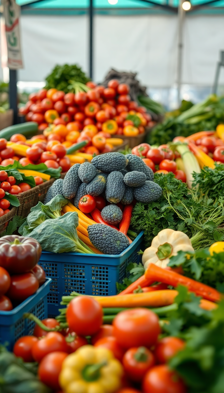 Chromatic Vegetables Colorful Produce Market Photorealistic Wallpaper