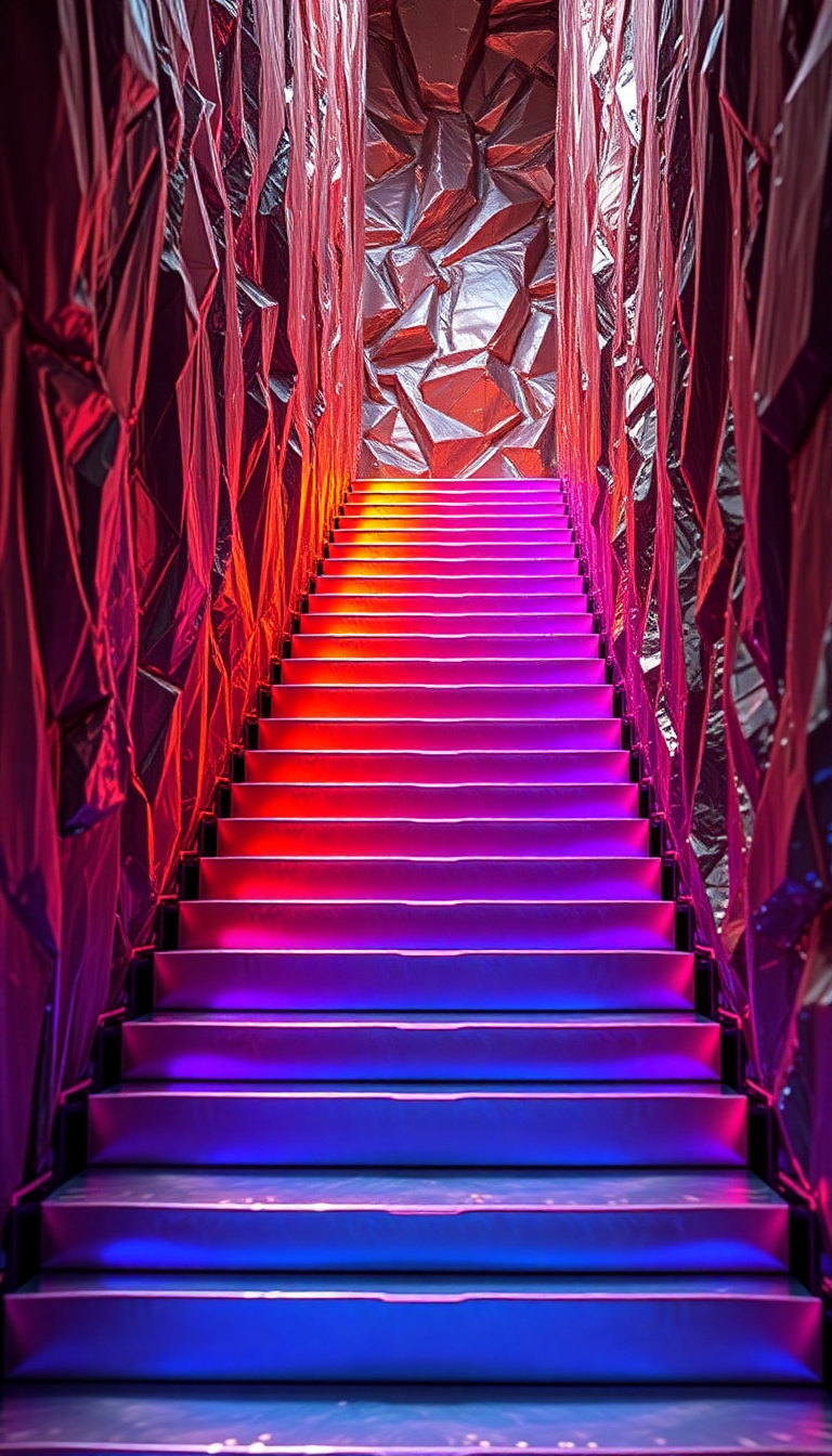 Bismuth Crystal Formation Rainbow Metallic Photorealistic Wallpaper