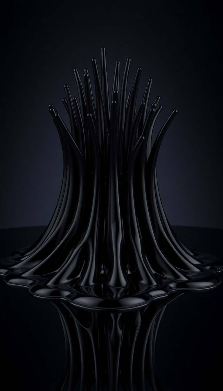 Ferrofluid Spikes Magnetic Sculpture Black Digital art Wallpaper