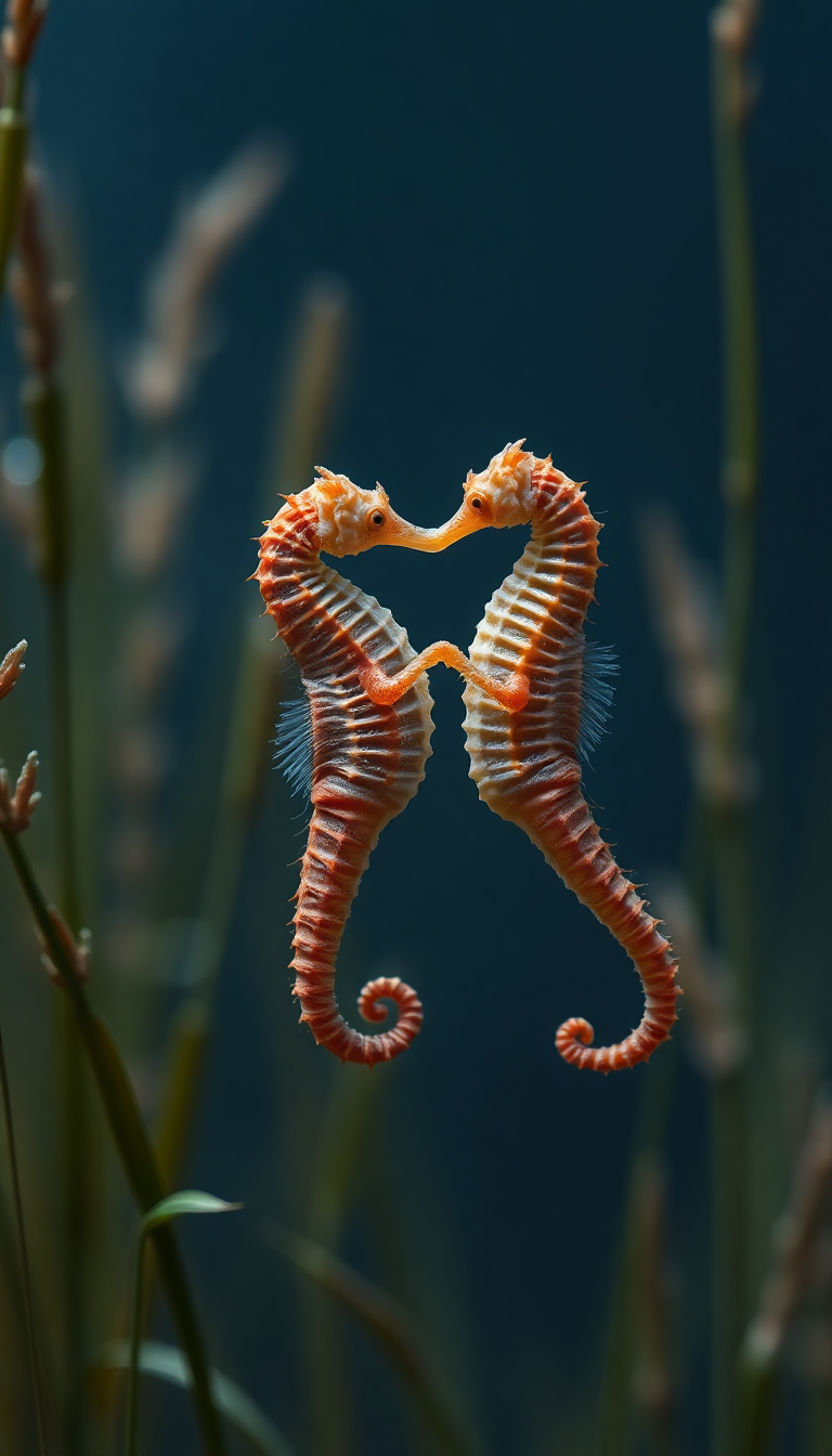 Seahorse Couple Dancing Seagrass Magical Aesthetic Wallpaper