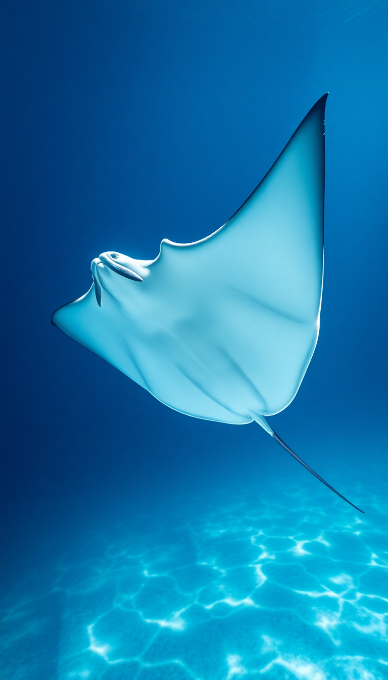Manta Ray Gliding Graceful Underwater Photorealistic Wallpaper
