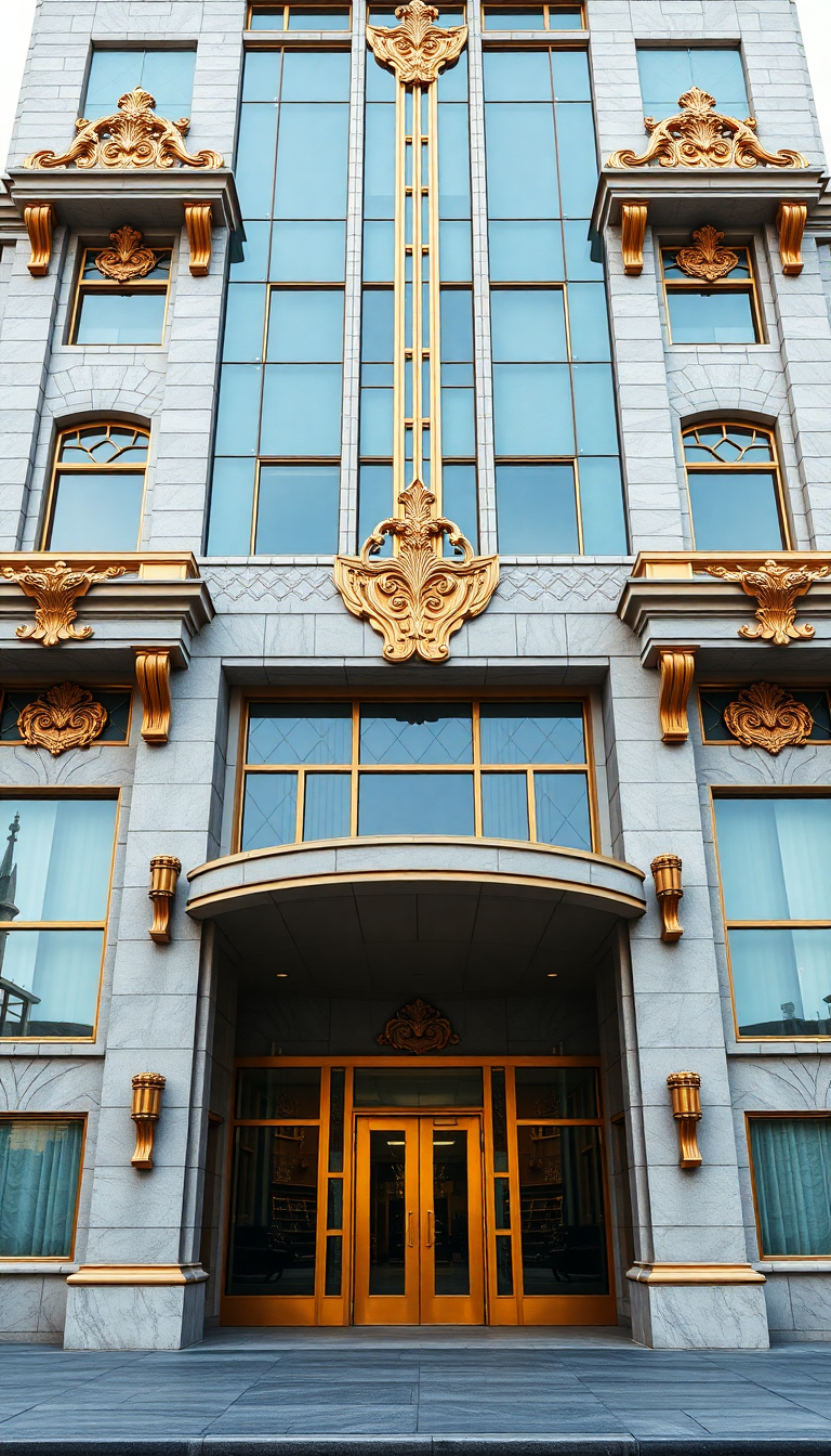 Art Deco Building Facade Geometric Photorealistic Wallpaper