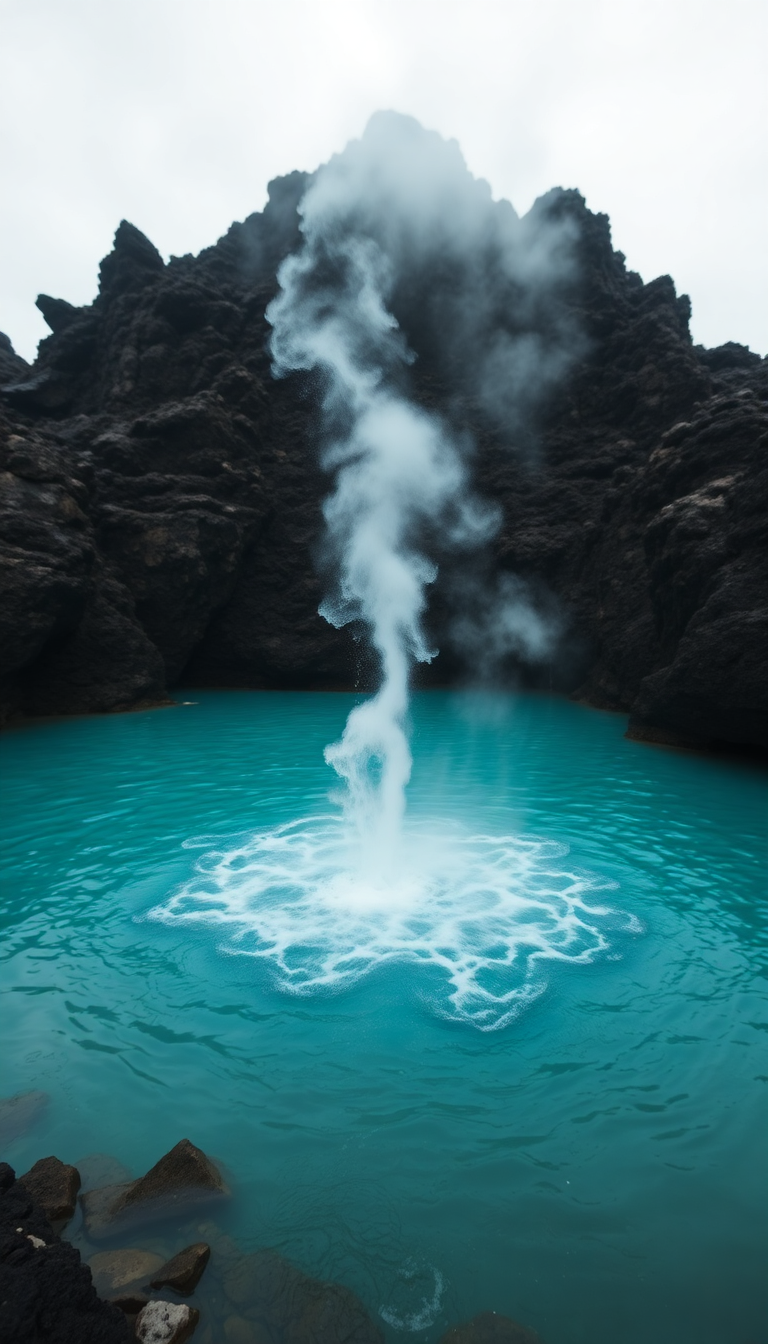 Volcanic Hot Springs Steam Rising Photorealistic Wallpaper