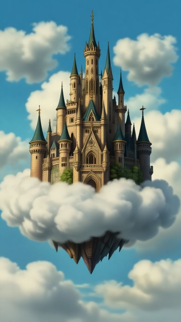 Studio Ghibli Style Floating Castle Anime Wallpaper