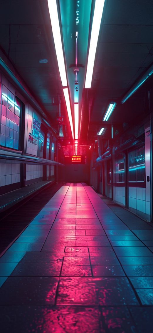 Empty Subway Station 3am Fluorescent Aesthetic Wallpaper