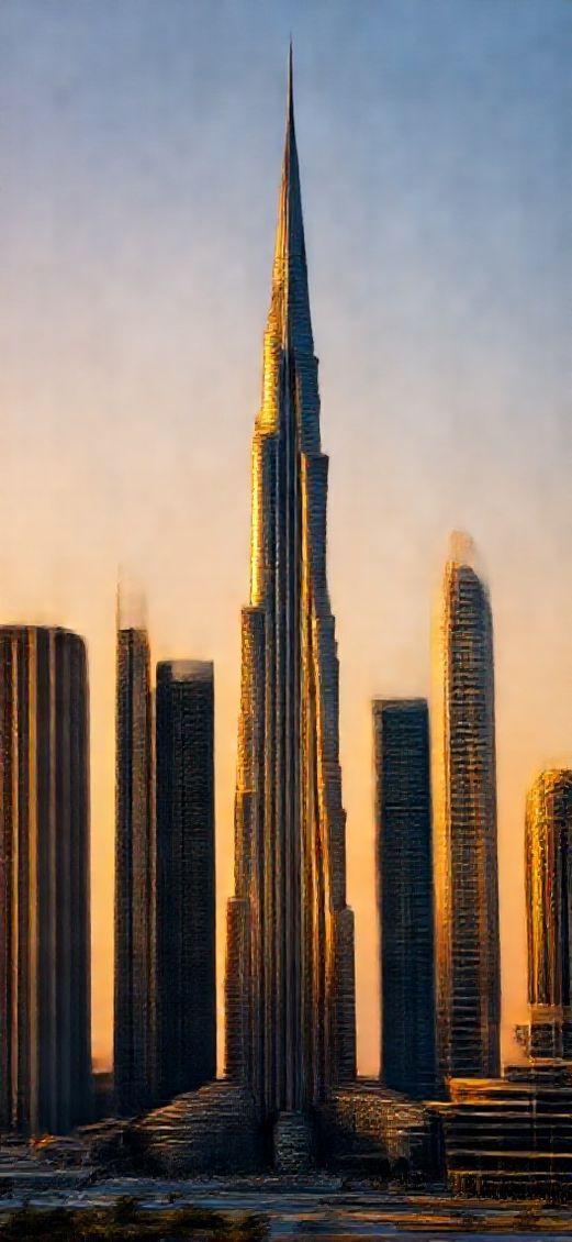 Dubai Skyline Futuristic Towers Sunset Photorealistic Wallpaper
