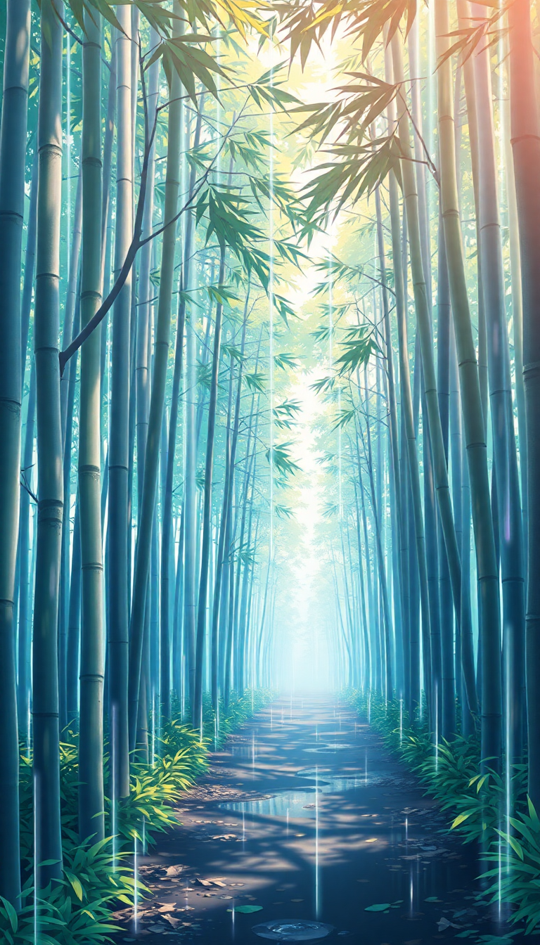 Bamboo Forest Rain Anime Peaceful Anime Wallpaper